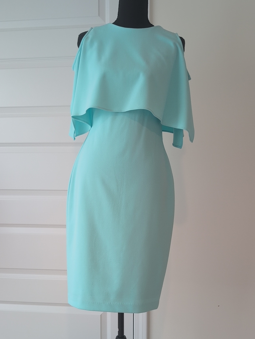 Calvin Klein Mint Cold-Shoulder Layered Sheath Dress